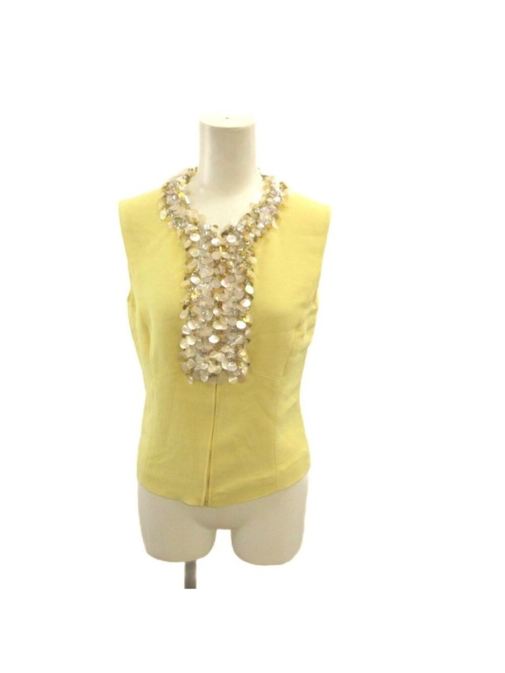 Miu Miu Sequin Top Yellow Sleeveless Zip-up Top 38